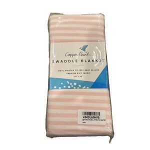 NIP Copper Pearl Premium Knit Winnie Pink Blush Stripe Swaddle Blanket